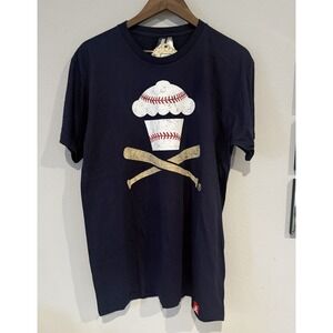 Johnny Cupcakes Baseball Cupcake Skull Crossbats T-Shirt Men's Large‎